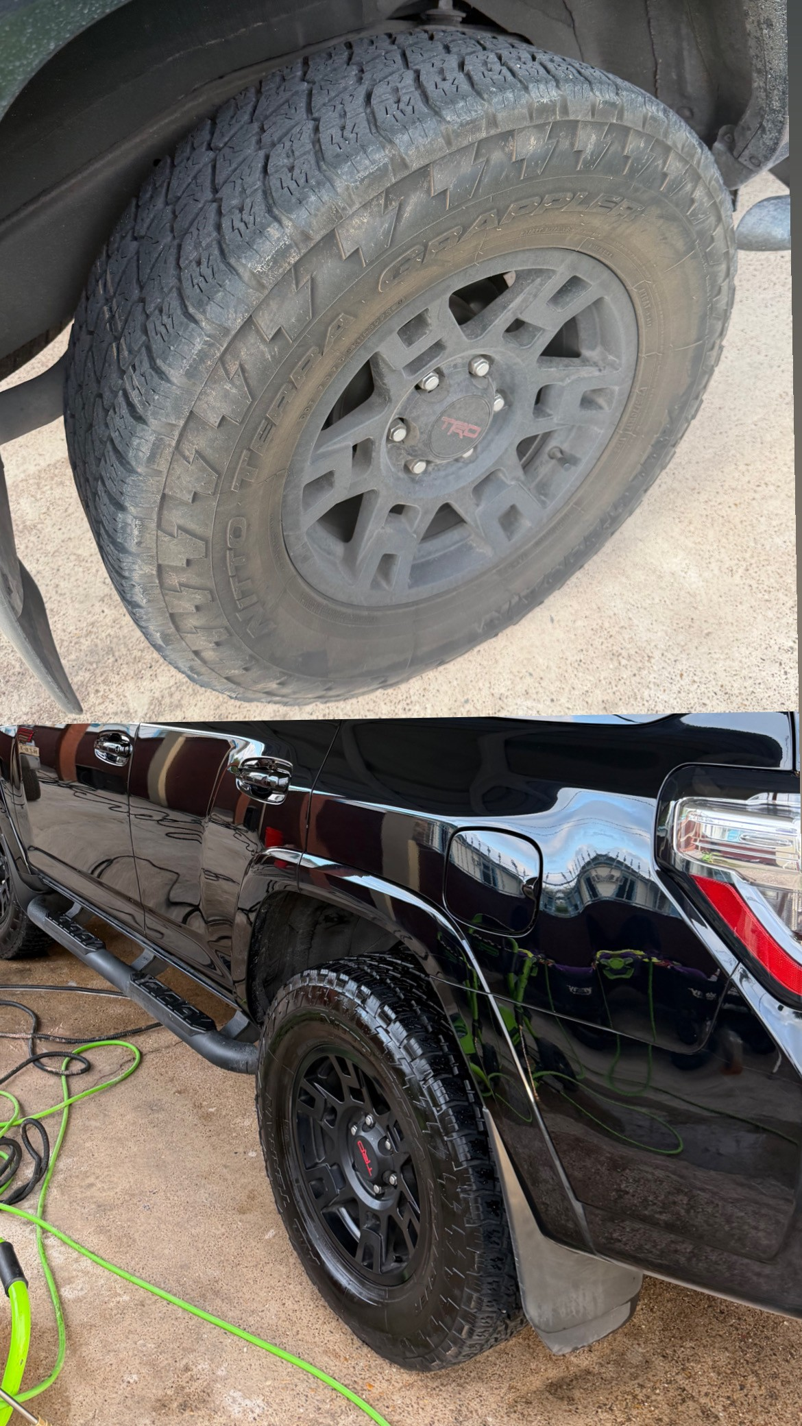 Before and after wheel and tire detailing - TRD wheel